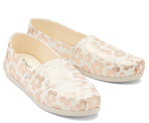 Toms Alpargata Υφάσματινες Παιδικές Εσπαντρίγιες Μπεζ Ροζ χρυσό