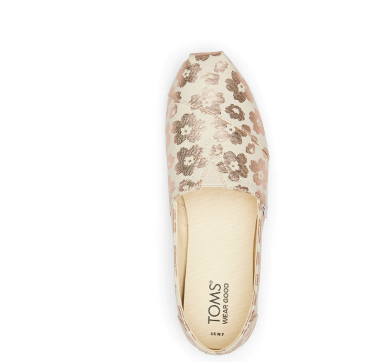 Toms Alpargata Υφάσματινες Παιδικές Εσπαντρίγιες Μπεζ Ροζ χρυσό