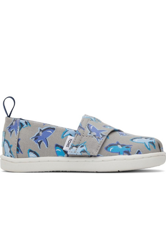 Toms Alpargata Υφάσματινες Βρεφικές Εσπαντρίγιες σε Γκρί Χρώμα Με Καρχαρίες