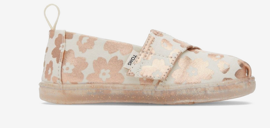 Toms Alpargata Υφάσματινες Βρεφικές Εσπαντρίγιες σε Μπεζ Χρώμα με Μεταλλικά Σχέδια