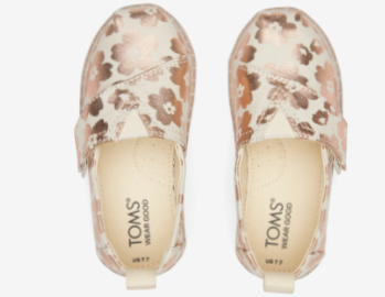 Toms Alpargata Υφάσματινες Βρεφικές Εσπαντρίγιες σε Μπεζ Χρώμα με Μεταλλικά Σχέδια
