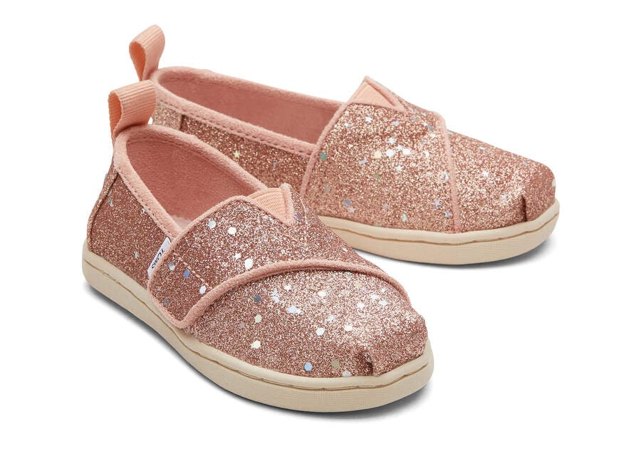 Toms Alpargata Υφάσματινες Βρεφικές Εσπαντρίγιες με Glitter σε Ροζ Χρώμα