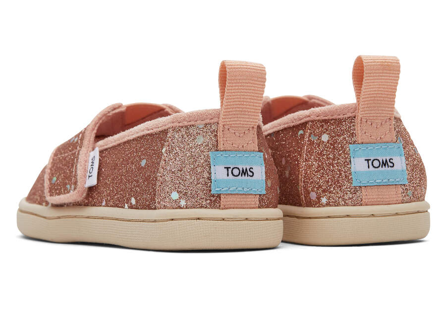 Toms Alpargata Υφάσματινες Βρεφικές Εσπαντρίγιες με Glitter σε Ροζ Χρώμα