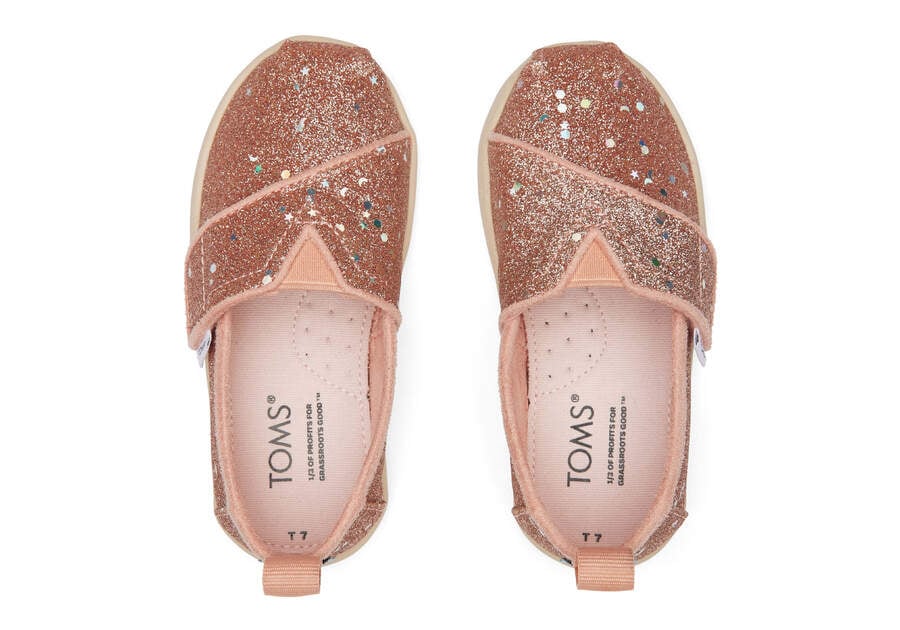 Toms Alpargata Υφάσματινες Βρεφικές Εσπαντρίγιες με Glitter σε Ροζ Χρώμα